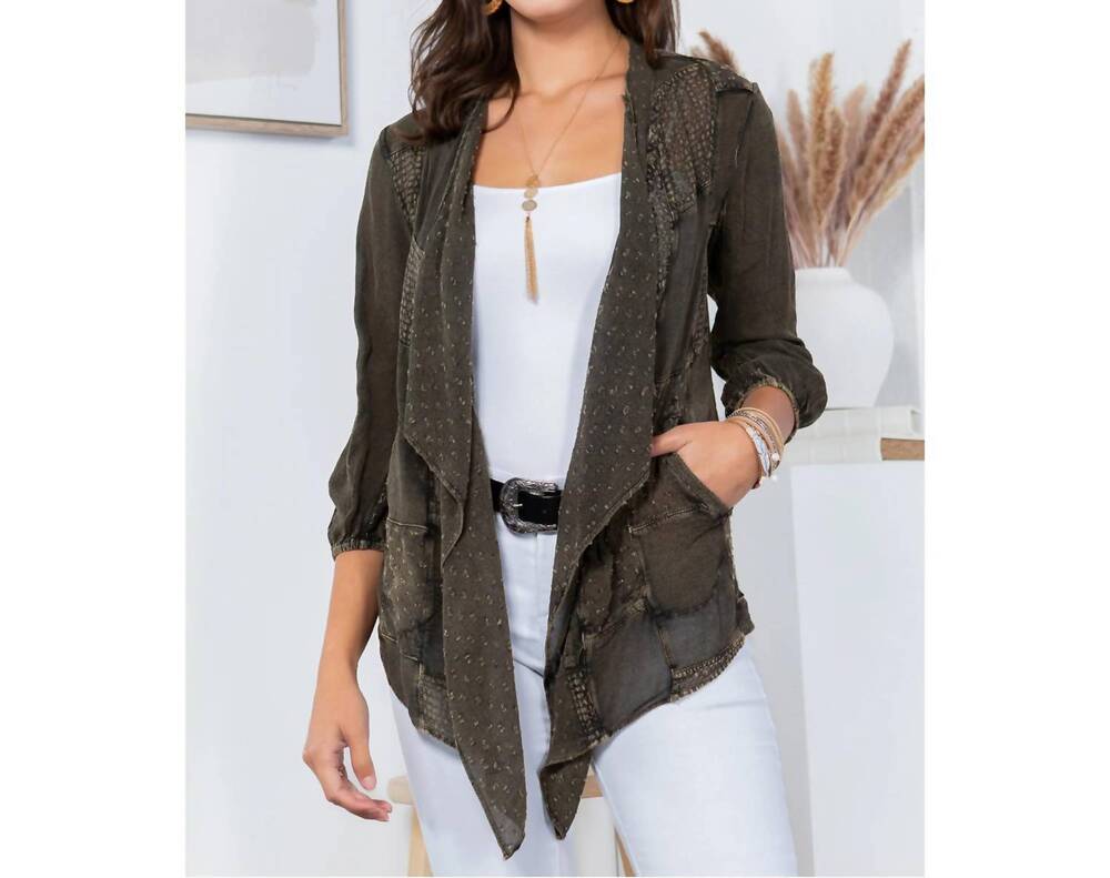 NEW YOUNG THREADS rocker bohemian kimono in grey